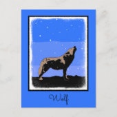 Howling Wolf in Winter - Oorspronkelijke Wilde Kun Briefkaart (Voorkant)