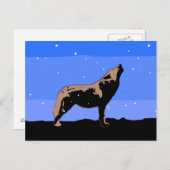 Howling Wolf in Winter - Oorspronkelijke Wilde Kun Briefkaart (Voorkant / Achterkant)