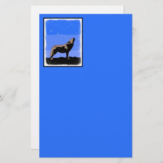 Howling Wolf in Winter - Oorspronkelijke Wilde Kun Briefpapier (Voorkant / Achterkant)