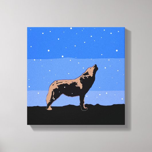 Howling Wolf in Winter - Oorspronkelijke Wilde Kun Canvas Afdruk (Voorkant)