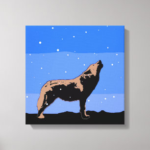 Howling Wolf in Winter - Oorspronkelijke Wilde Kun Canvas Afdruk