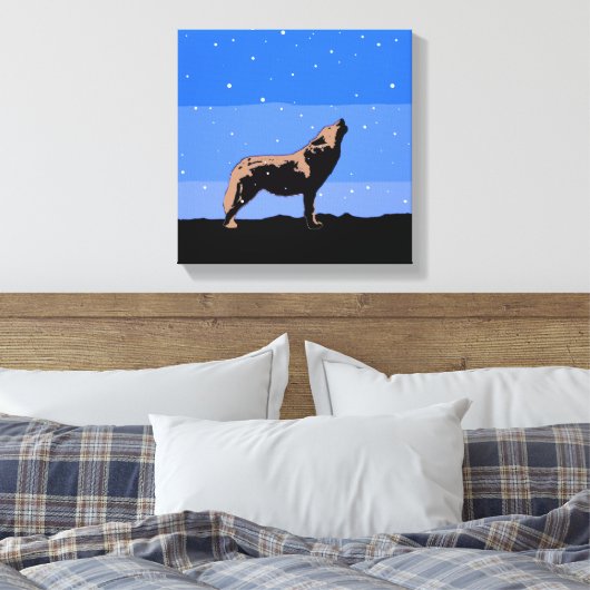 Howling Wolf in Winter - Oorspronkelijke Wilde Kun Canvas Afdruk (Insitu (Slaapkamer))