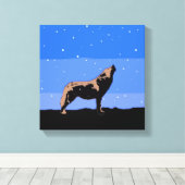 Howling Wolf in Winter - Oorspronkelijke Wilde Kun Canvas Afdruk (Insitu (Houten vloer))