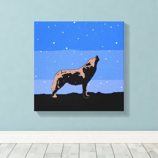 Howling Wolf in Winter - Oorspronkelijke Wilde Kun Canvas Afdruk (Insitu (Houten vloer))