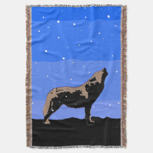 Howling Wolf in Winter - Oorspronkelijke Wilde Kun Deken