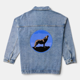 Howling Wolf in Winter - Oorspronkelijke Wilde Kun Denim Jacket