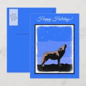 Howling Wolf in Winter - Oorspronkelijke Wilde Kun Feestdagenkaart (Voorkant / Achterkant)