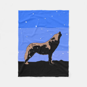 Howling Wolf in Winter - Oorspronkelijke Wilde Kun Fleece Deken