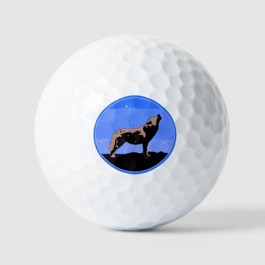 Howling Wolf in Winter - Oorspronkelijke Wilde Kun Golfballen (Voorkant)