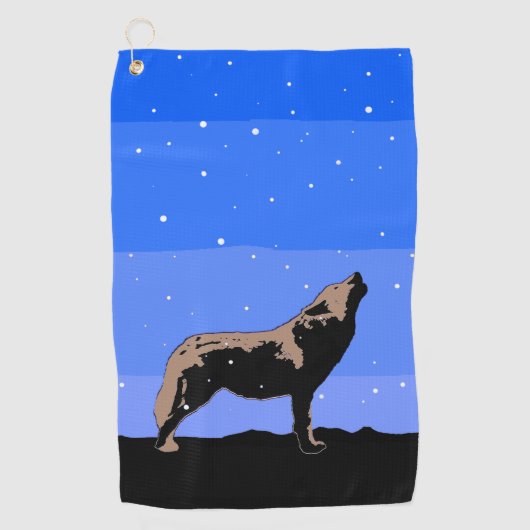 Howling Wolf in Winter - Oorspronkelijke Wilde Kun Golfhanddoek (Voorkant)