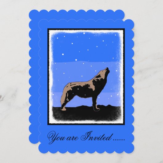 Howling Wolf in Winter - Oorspronkelijke Wilde Kun Kaart (Voorkant / Achterkant)