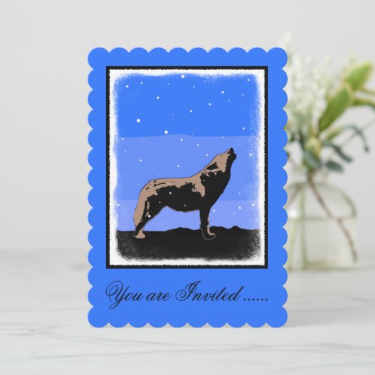 Howling Wolf in Winter - Oorspronkelijke Wilde Kun Kaart (Staand voorkant)