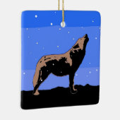 Howling Wolf in Winter - Oorspronkelijke Wilde Kun Keramisch Ornament (Rechts)