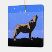 Howling Wolf in Winter - Oorspronkelijke Wilde Kun Keramisch Ornament (Links)