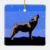 Howling Wolf in Winter - Oorspronkelijke Wilde Kun Keramisch Ornament (Achterkant)