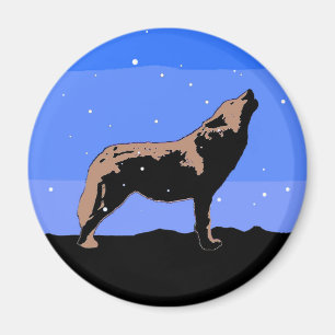 Howling Wolf in Winter - Oorspronkelijke Wilde Kun Magneet