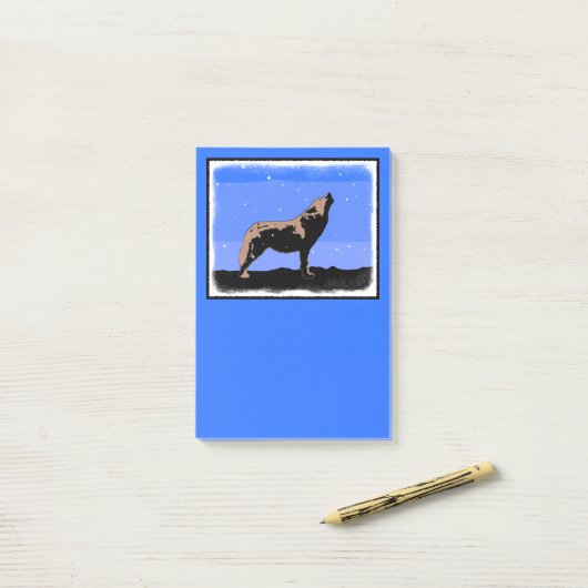 Howling Wolf in Winter - Oorspronkelijke Wilde Kun Post-it® Notes (Op bureau)