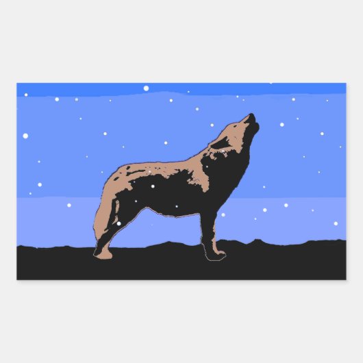 Howling Wolf in Winter - Oorspronkelijke Wilde Kun Rechthoekige Sticker (Voorkant)