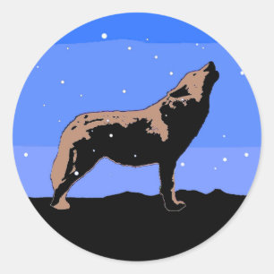 Howling Wolf in Winter - Oorspronkelijke Wilde Kun Ronde Sticker