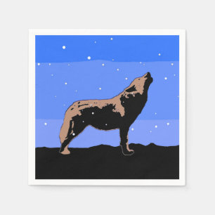 Howling Wolf in Winter - Oorspronkelijke Wilde Kun Servet