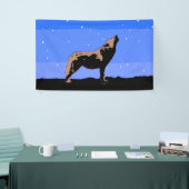 Howling Wolf in Winter - Oorspronkelijke Wilde Kun Spandoek (Beurs)