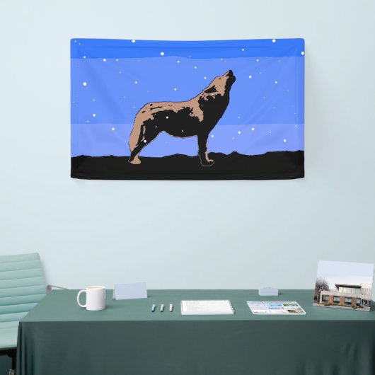 Howling Wolf in Winter - Oorspronkelijke Wilde Kun Spandoek (Beurs)