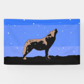Howling Wolf in Winter - Oorspronkelijke Wilde Kun Spandoek (Horizontaal)