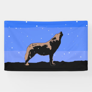Howling Wolf in Winter - Oorspronkelijke Wilde Kun Spandoek