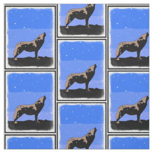 Howling Wolf in Winter - Oorspronkelijke Wilde Kun Stof