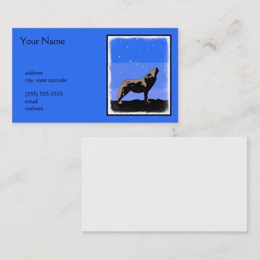 Howling Wolf in Winter - Oorspronkelijke Wilde Kun Visitekaartje (Voorkant / Achterkant)