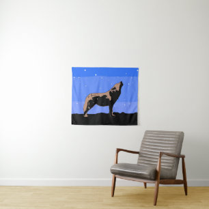 Howling Wolf in Winter - Oorspronkelijke Wilde Kun Wandkleed