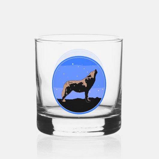 Howling Wolf in Winter - Oorspronkelijke Wilde Kun Whisky Glas (Voorkant)