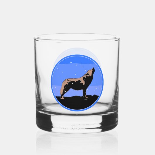 Howling Wolf in Winter - Oorspronkelijke Wilde Kun Whisky Glas (Achterkant)