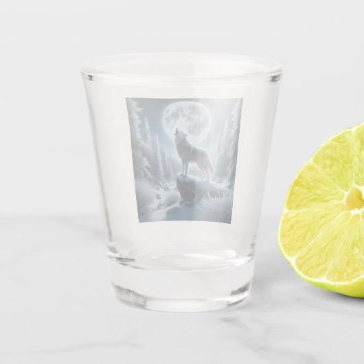 Howling Wolf In Winter Shot Glas (Achterkant)