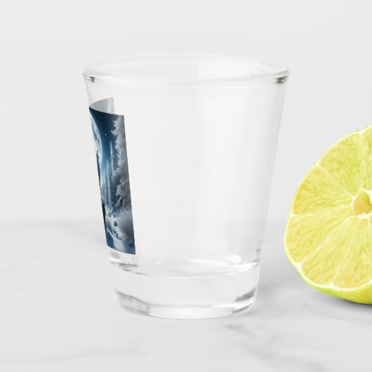 Howling Wolf In Winter Shot Glas (Rechts)