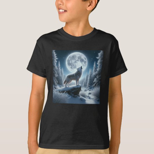 Howling Wolf In Winter T-shirt (Voorkant)