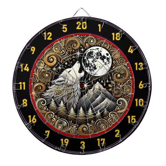 Howling Wolf inspireert kracht en veerkracht Dartbord (Voorkant)