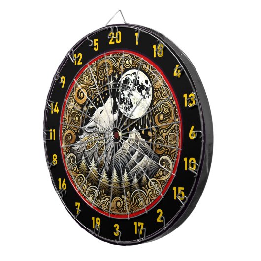 Howling Wolf inspireert kracht en veerkracht Dartbord (Voorkant Rechts)