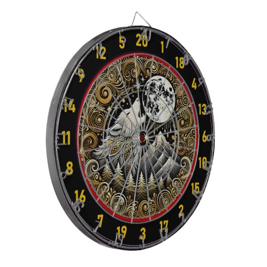 Howling Wolf inspireert kracht en veerkracht Dartbord (Voorkant Links)