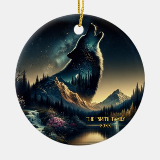 Howling Wolf Keramisch Ornament (Voorkant)
