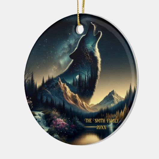 Howling Wolf Keramisch Ornament (Links)