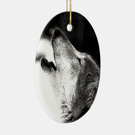 Howling Wolf Keramisch Ornament (Rechts)