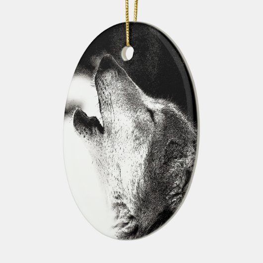 Howling Wolf Keramisch Ornament (Links)