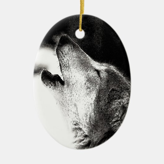 Howling Wolf Keramisch Ornament (Voorkant)