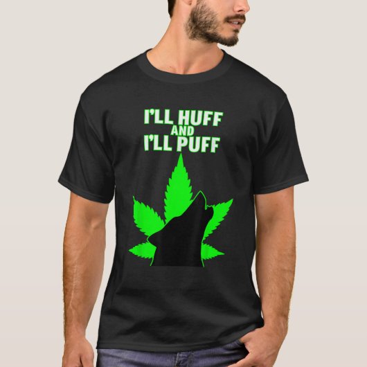 Howling Wolf Lovers Funny Weed Pot Leaf T-shirt (Voorkant)