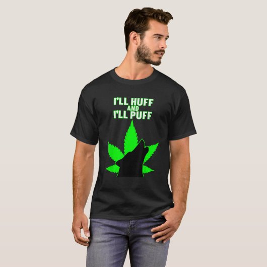 Howling Wolf Lovers Funny Weed Pot Leaf T-shirt (Voorkant volledig)