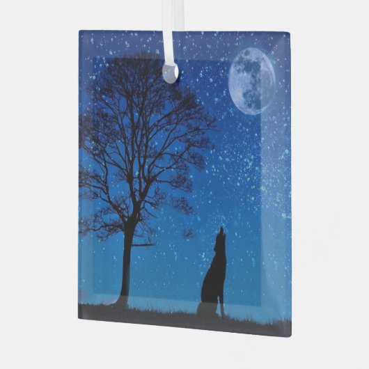 Howling Wolf Metal Ornament (Voorkant links)