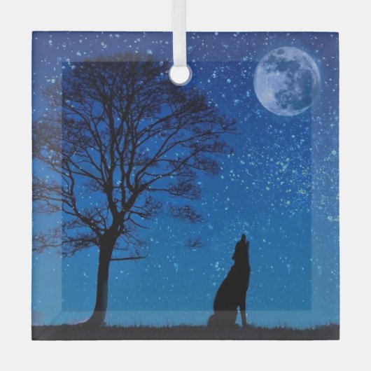 Howling Wolf Metal Ornament (Voorkant)