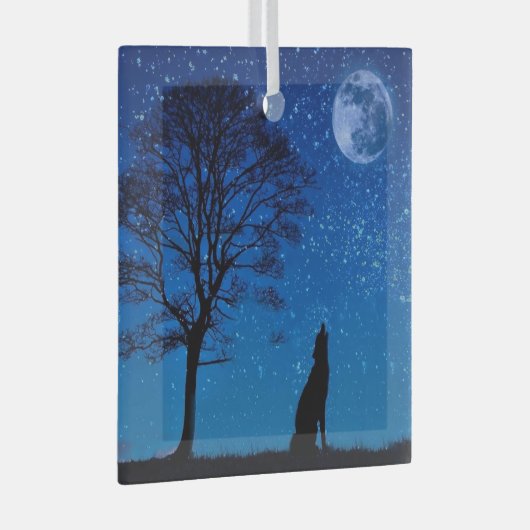 Howling Wolf Metal Ornament (Voorkant Rechts)