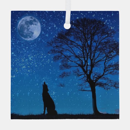 Howling Wolf Metal Ornament (Achterkant)